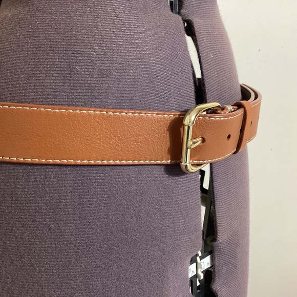 Talbots Womens Genuine Leather Belt Size L Tan Brown Minimalist Workwear Classic - Picture 8 of 16
